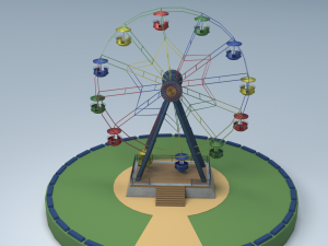 Lowpoly Ferris wheel for Park and Game - Animated 3D Model