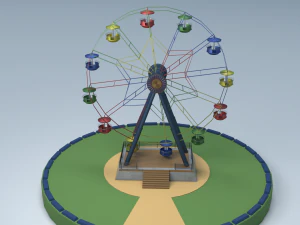 Lowpoly Ferris wheel for Park and Game - Animated 3D Model