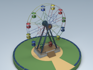 Lowpoly Ferris wheel for Park and Game - Animated 3D Model