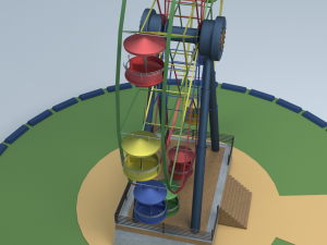 Lowpoly Ferris wheel for Park and Game - Animated 3D Model