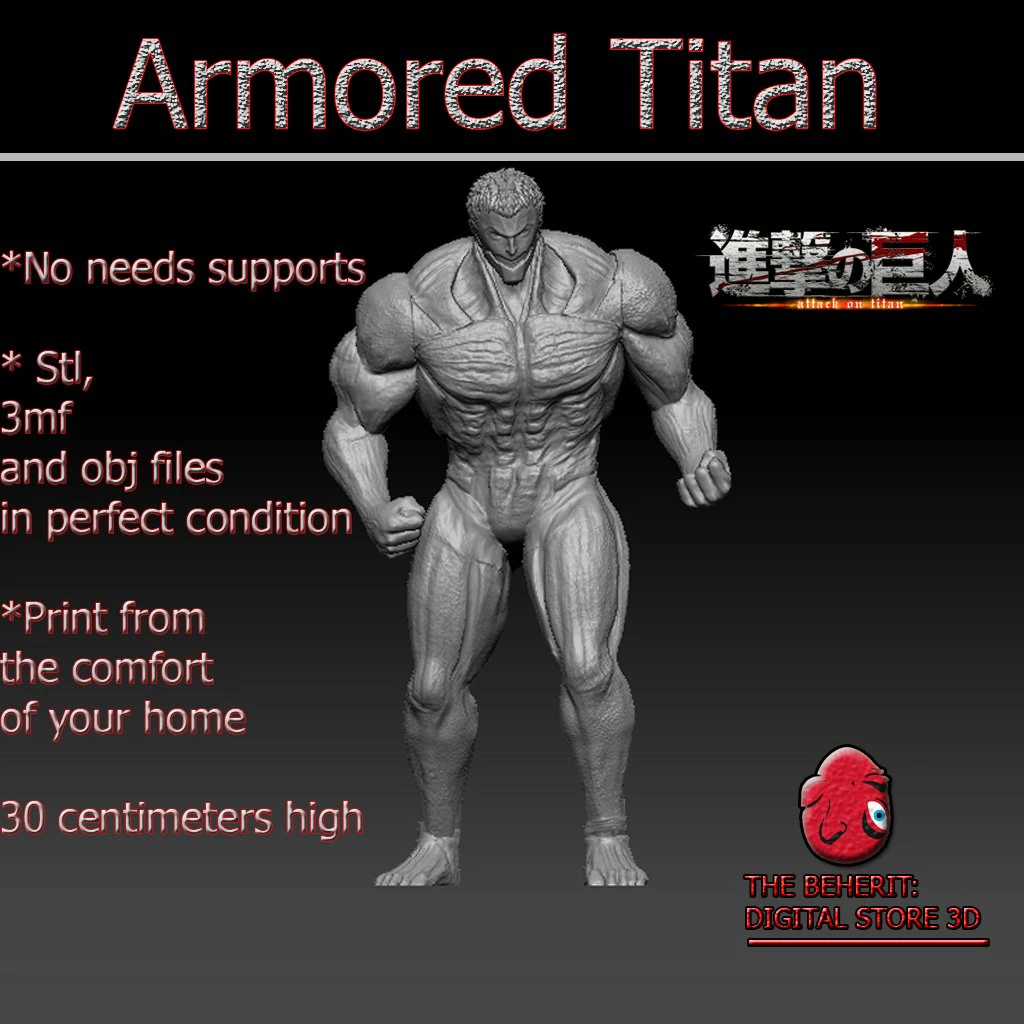 armored titan -- attack on titan 3D Print Model .c4d .max .obj .3ds .fbx .stl .blend