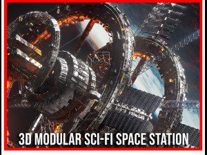 modular sci fi space station ship vehicle futuristic 3D Model