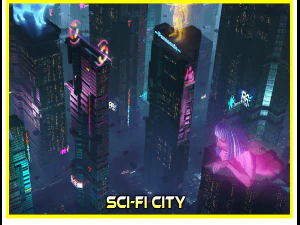 Sci-Fi Futuristik Cyberpunk Sci Fi City Building Gedung Pencakar Langit Cityscape Model 3D