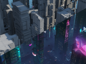 Sci-Fi Futuristic Cyberpunk Sci Fi City Building Skyscraper Cityscape 3D Model