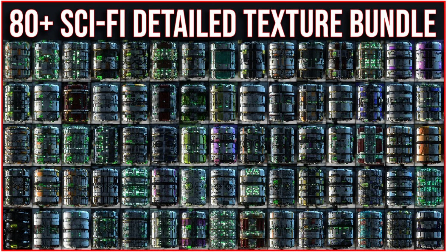 84 Sci Fi Detailed Hard Surface Texture Material Bundle Pack Texture CG Textures .c4d .max .obj .3ds .fbx .stl .blend 