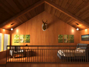 The interior of the house on a tree in the Barnhouse style 3D Model