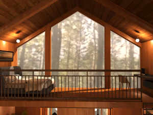 The interior of the house on a tree in the Barnhouse style Model 3D