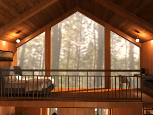 The interior of the house on a tree in the Barnhouse style 3D Model