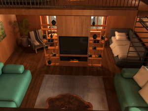 The interior of the house on a tree in the Barnhouse style Model 3D