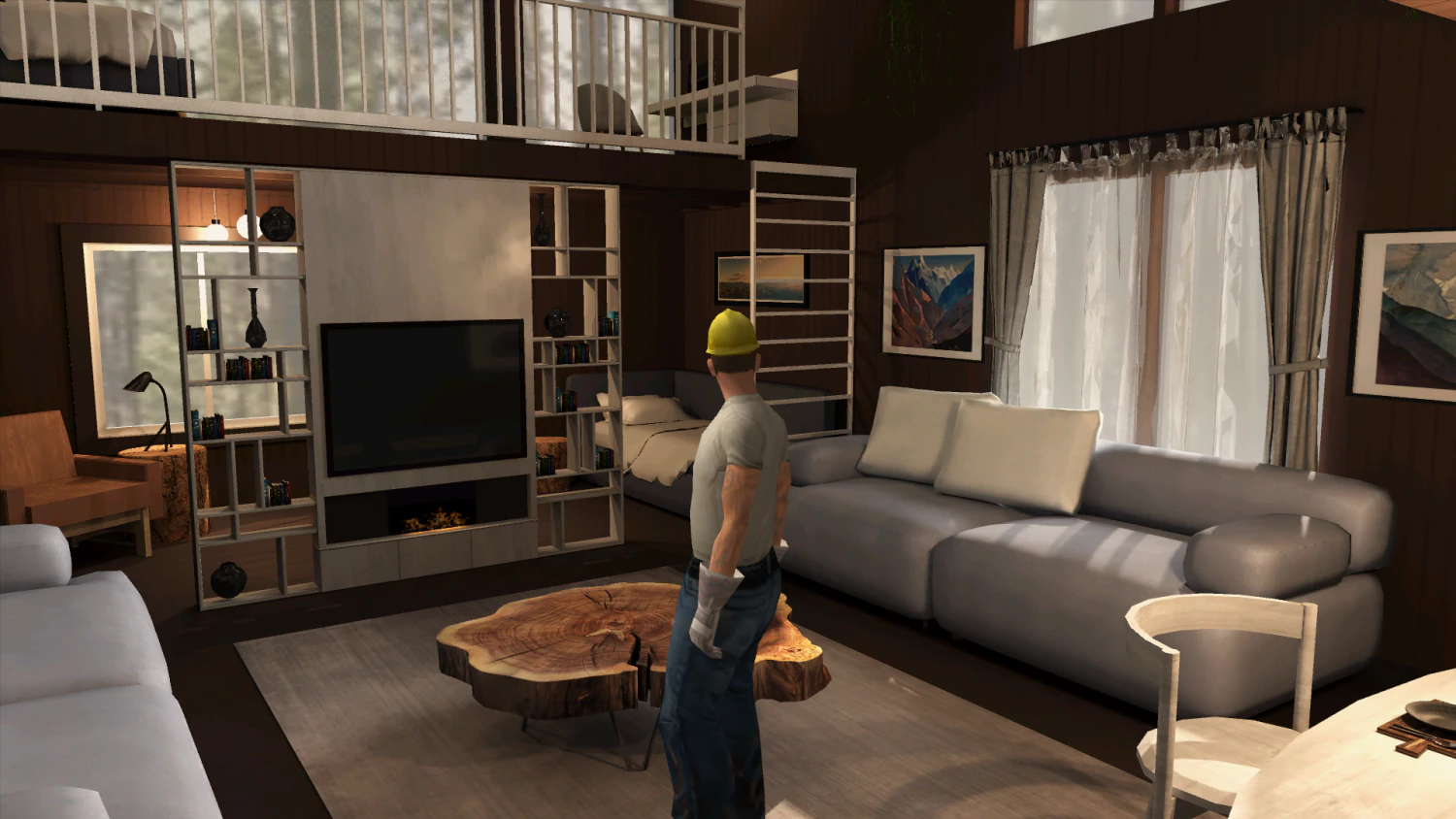 The interior of the house on a tree in the Barnhouse style Another version 3D Model .c4d .max .obj .3ds .fbx .stl .blend 