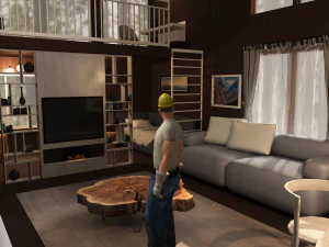 The interior of the house on a tree in the Barnhouse style Another version 3D Model