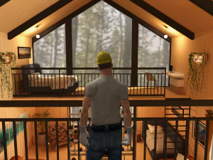 Het interieur van het huis aan een boom in de Barnhouse-stijl Lite-versie 3D Model