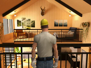 The interior of the house on a tree in the Barnhouse style Lite version 3D Model