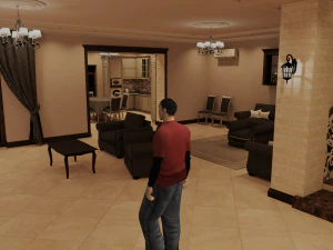 The interior of a private 2-storey house for GTA games 3D Model