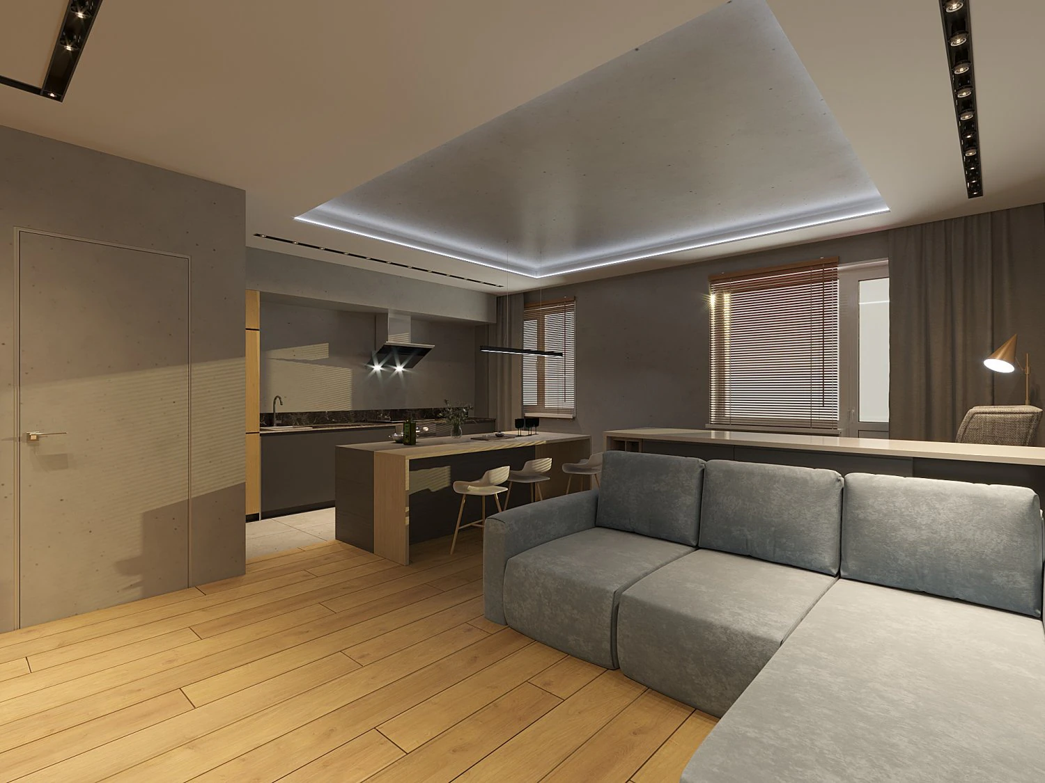 Living room in the style of Minimalism apartment 3D Model .c4d .max .obj .3ds .fbx .stl .blend 