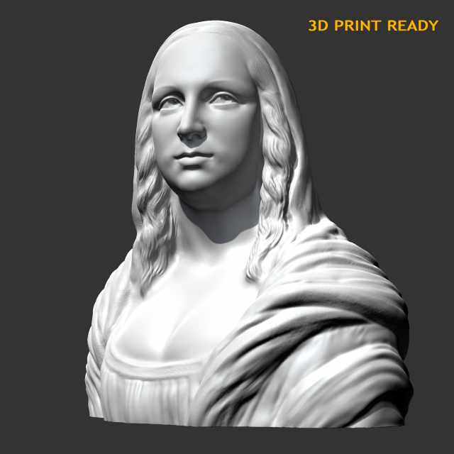 mona lisa 3d print model Model Cetak 3D .c4d .max .obj .3ds .fbx .stl .blend 