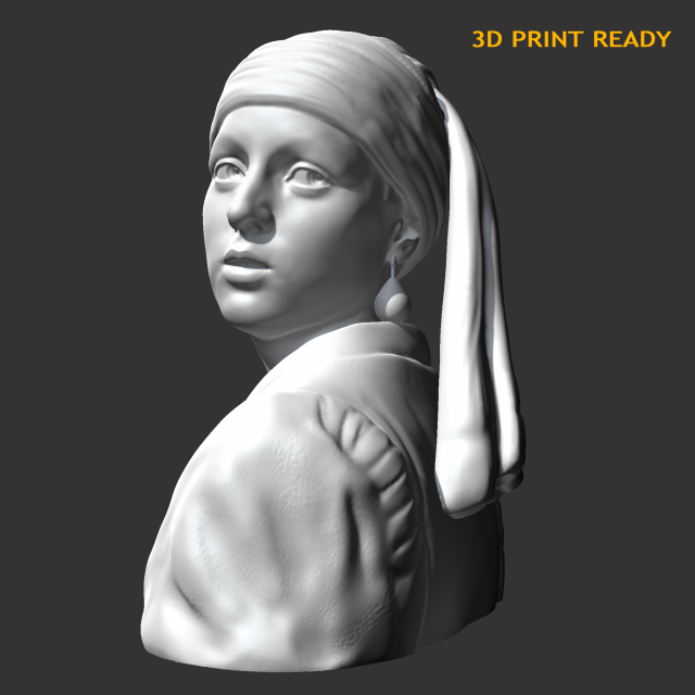 girl with a pearl earring 3d print model 3D Print Model .c4d .max .obj .3ds .fbx .stl .blend 