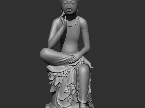 Gilt-bronze Maitreya in Meditation 3D print model Modèles 3D en vedette