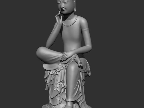 Gilt-bronze Maitreya in Meditation 3D print model Modèles 3D en vedette