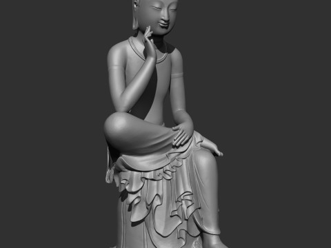 Gilt-bronze Maitreya in Meditation 3D print model Modèles 3D en vedette