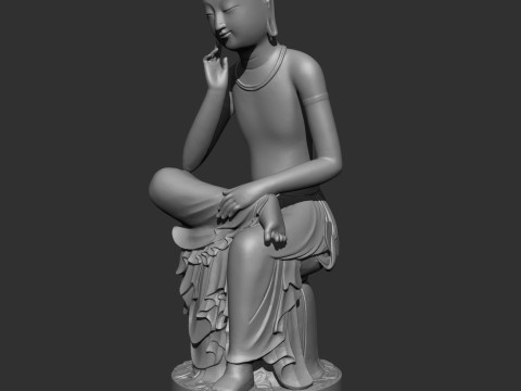 Gilt-bronze Maitreya in Meditation 3D print model Modèles 3D en vedette