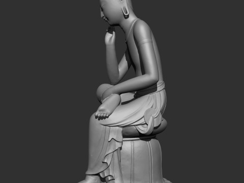 Gilt-bronze Maitreya in Meditation 3D print model Modèles 3D en vedette
