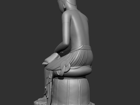 Gilt-bronze Maitreya in Meditation 3D print model Modèles 3D en vedette