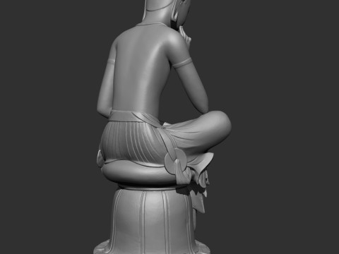 Gilt-bronze Maitreya in Meditation 3D print model Modèles 3D en vedette