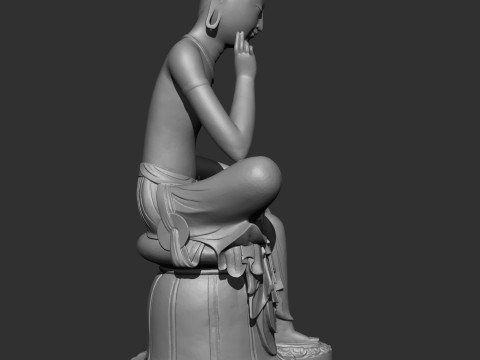 Gilt-bronze Maitreya in Meditation 3D print model Modèles 3D en vedette