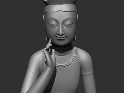Gilt-bronze Maitreya in Meditation 3D print model Modèles 3D en vedette