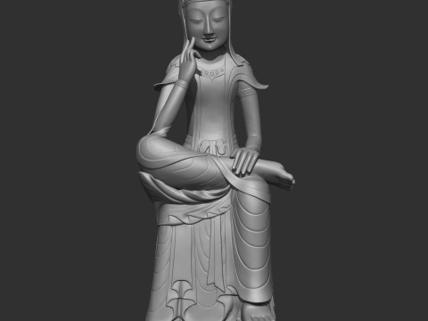 Gilt-bronze Maitreya in Meditation 78 3D print model 3Dプリントモデル