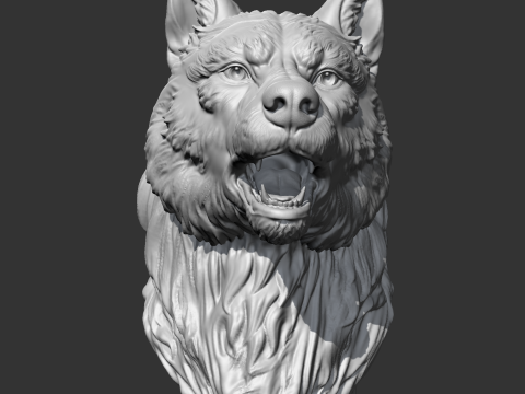 Wolf Head AM02 3D print model 3D प्रिंट मॉडल