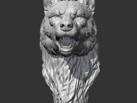 Wolf Head AM02 3D print model 3D Baskı Modeli