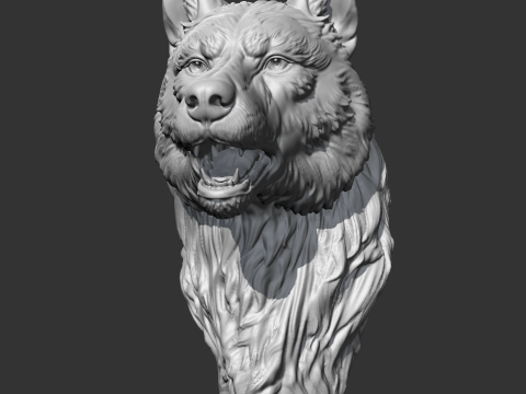 Wolf Head AM02 3D print model 3D Baskı Modeli