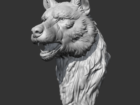 Wolf Head AM02 3D print model 3D Baskı Modeli