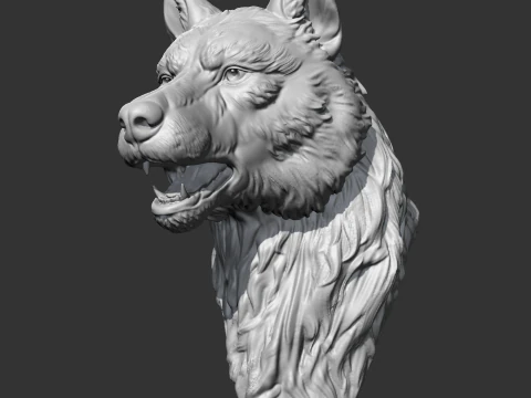 Wolf Head AM02 3D print model 3D Print Model