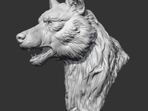 Wolf Head AM02 3D print model 3D Baskı Modeli