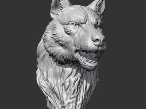 Wolf Head AM02 3D print model 3D Baskı Modeli