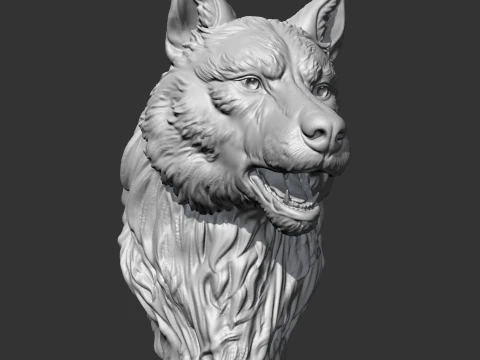 Wolf Head AM02 3D print model 3D Print Model