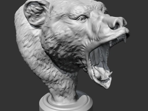 Grizzly Bear Head AM06 3D print model 3D Print Model