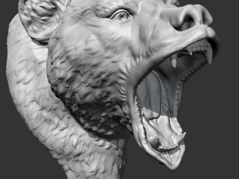 Grizzly Bear Head AM06 3D print model 3D Print Model