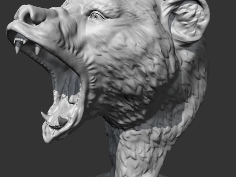 Grizzly Bear Head AM06 3D print model 3D Print Model