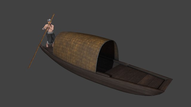 Chinese Boat man Modelo 3D .c4d .max .obj .3ds .fbx .stl .blend 