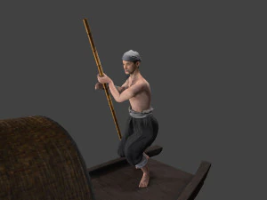 Chinese Boat man 3D Model