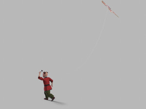 Children play kite 3D 모델