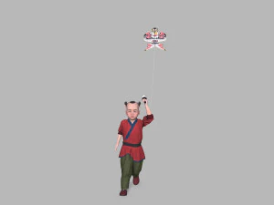 Children play kite 3D Model