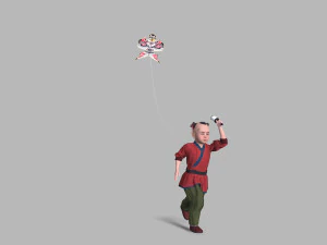 Children play kite 3D Model