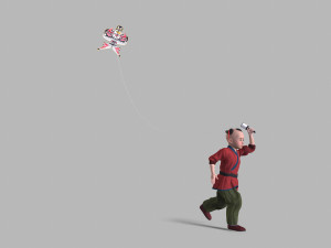 Children play kite 3D 모델