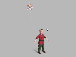 Children play kite 3D Model