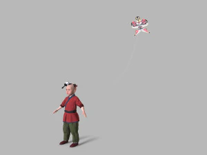 Children play kite 3D Model